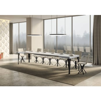 Mesa Paxon Antracita - Mesa extensible 90x130/390 cm Estructura Paxon Fresno Blanco Antracita