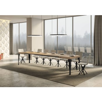 Mesa Paxon Antracita - Mesa extensible 90x130/390 cm Estructura Paxon Fresno Blanco Antracita