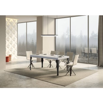 Mesa Paxon Antracita - Mesa extensible 90x160/264 cm Estructura Paxon Fresno Blanco Antracita