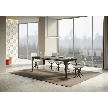 Mesa Paxon Antracita - Mesa extensible 90x160/420 cm Estructura Paxon Fresno Blanco Antracita