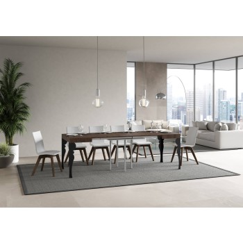 Mesa Paxon Antracita - Mesa extensible 90x90/246 cm Estructura Paxon Fresno Blanco Antracita