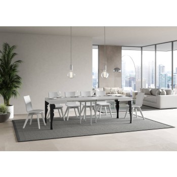 Mesa Paxon Antracita - Mesa extensible 90x90/246 cm Estructura Paxon Fresno Blanco Antracita