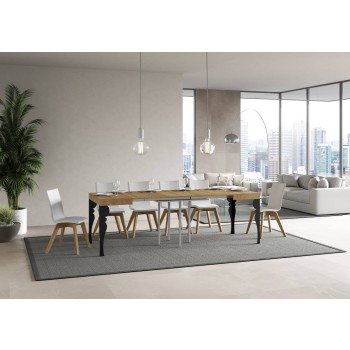 Mesa Paxon Antracita - Mesa extensible 90x90/246 cm Estructura Paxon Fresno Blanco Antracita