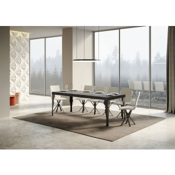 Mesa Paxon Premium Antracita - Mesa extensible 90x160/264 cm Estructura Paxon Premium Fresno Blanco Antracita