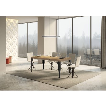 Mesa Paxon Premium Antracita - Mesa extensible 90x180/284 cm Estructura Paxon Premium Fresno Blanco Antracita