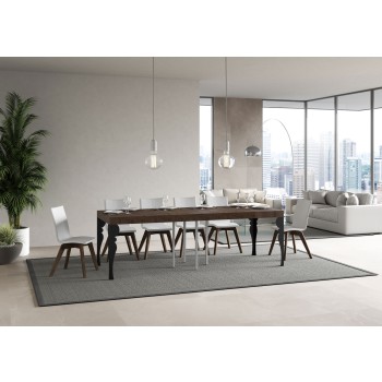 Mesa Paxon Premium Antracita - Mesa extensible 90x90/246 cm Estructura Paxon Premium Fresno Blanco Antracita