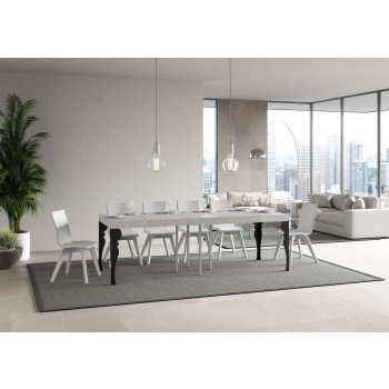 Mesa Paxon Premium Antracita - Mesa extensible 90x90/246 cm Estructura Paxon Premium Fresno Blanco Antracita