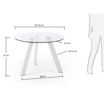 Mesa redonda Carib de cristal y patas de acero Assoluto Vetro