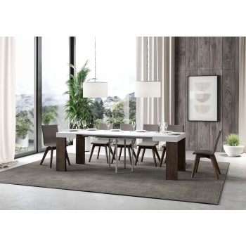 Roxell Table - Mesa extensible 90x90/246 cm Roxell Blanco Fresno