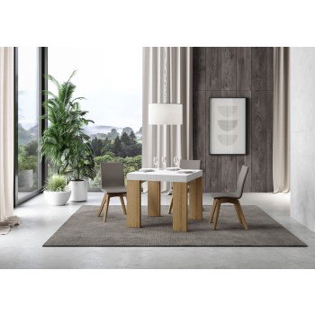 Roxell Table - Mesa extensible 90x90/246 cm Roxell Blanco Fresno