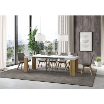 Roxell Table - Mesa extensible 90x90/246 cm Roxell Blanco Fresno