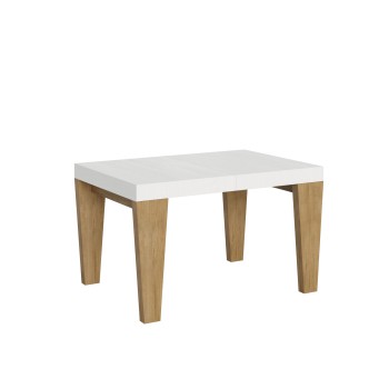 Mesa Spimbo Mix - Mesa extensible 90x130/234 cm Tapa Spimbo Mix Fresno Blanco - Patas Nogal