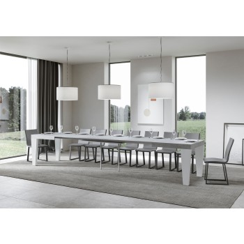 Mesa Spimbo Mix - Mesa extensible 90x130/390 cm Tapa Spimbo Mix Fresno Blanco - Patas Nogal