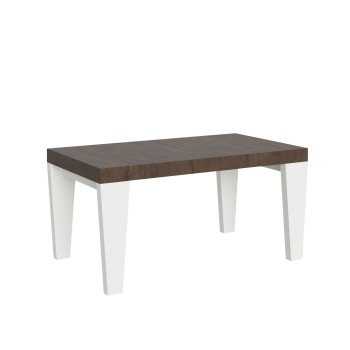 Mesa Spimbo Mix - Mesa extensible 90x160/264 cm Tapa Spimbo Mix Fresno Blanco - Patas Nogal