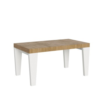 Mesa Spimbo Mix - Mesa extensible 90x160/264 cm Tapa Spimbo Mix Fresno Blanco - Patas Nogal