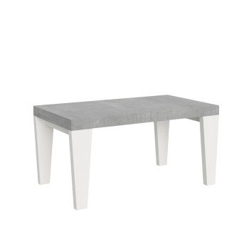 Mesa Spimbo Mix - Mesa extensible 90x160/264 cm Tapa Spimbo Mix Fresno Blanco - Patas Nogal