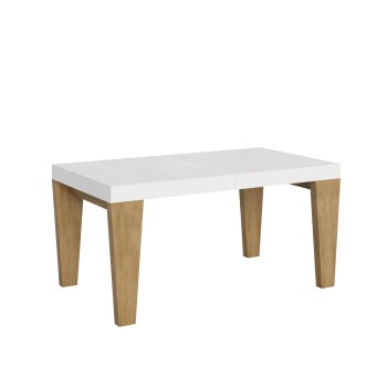 Mesa Spimbo Mix - Mesa extensible 90x160/264 cm Tapa Spimbo Mix Fresno Blanco - Patas Nogal