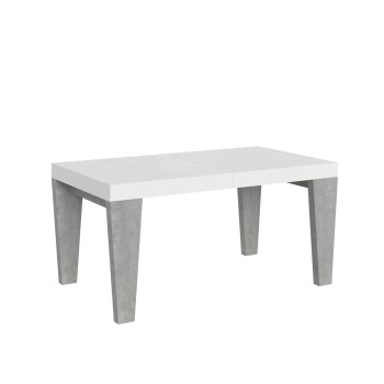 Mesa Spimbo Mix - Mesa extensible 90x160/264 cm Tapa Spimbo Mix Fresno Blanco - Patas Nogal