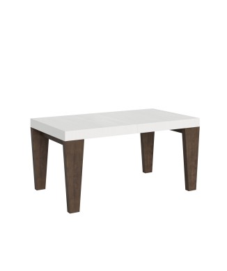 Mesa Spimbo Mix - Mesa extensible 90x160/264 cm Tapa Spimbo Mix Fresno Blanco - Patas Nogal