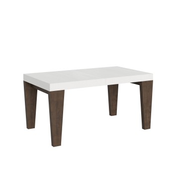 Mesa Spimbo Mix - Mesa extensible 90x160/264 cm Tapa Spimbo Mix Fresno Blanco - Patas Nogal