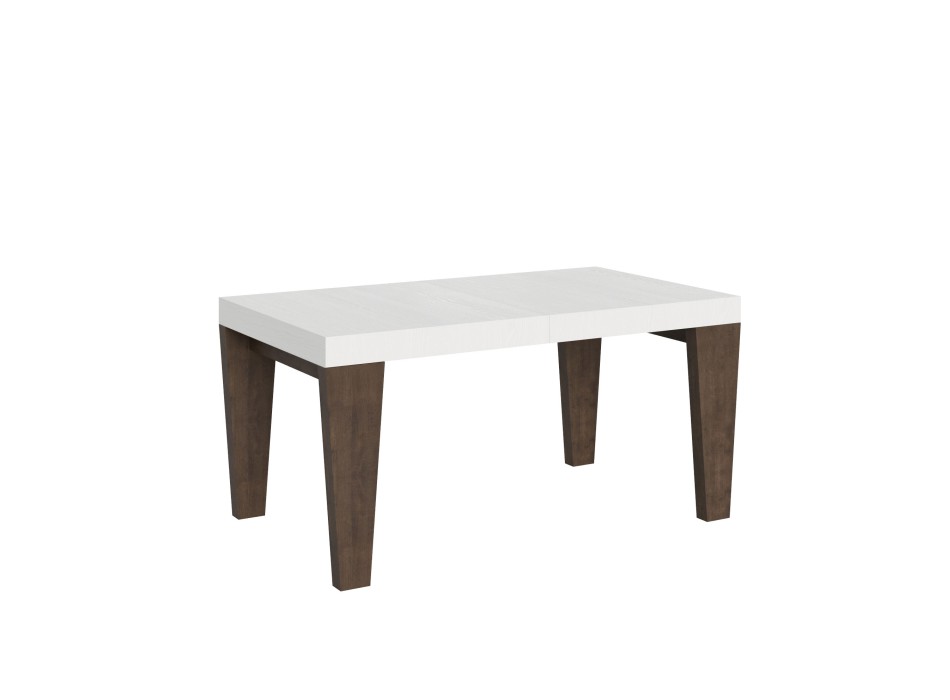 Mesa Spimbo Mix - Mesa extensible 90x160/264 cm Tapa Spimbo Mix Fresno Blanco - Patas Nogal