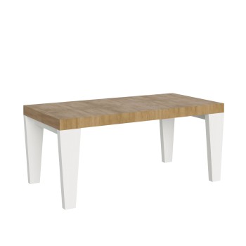 Mesa Spimbo Mix - Mesa extensible 90x180/284 cm Tapa Spimbo Mix Fresno Blanco - Patas Nogal