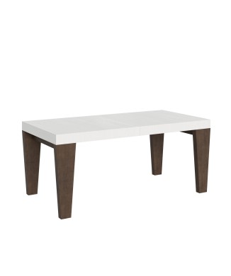 Mesa Spimbo Mix - Mesa extensible 90x180/284 cm Tapa Spimbo Mix Fresno Blanco - Patas Nogal