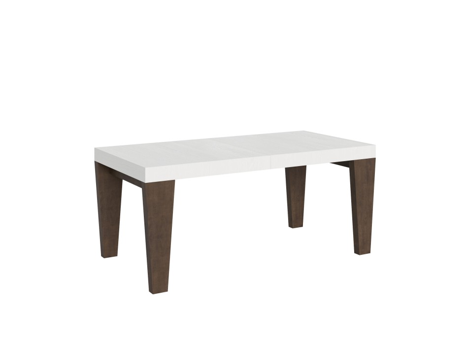 Mesa Spimbo Mix - Mesa extensible 90x180/284 cm Tapa Spimbo Mix Fresno Blanco - Patas Nogal