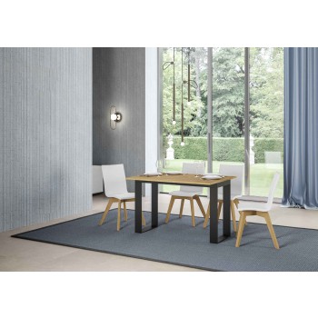 Tecno Double Table - Mesa abatible 120/200x45/90 cm Tecno Double Oak Nature estructura Antracita