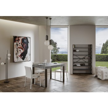 Mesa Tecno Premium - Mesa extensible 90x130/234 cm Estructura Tecno Premium Fresno Blanco Antracita