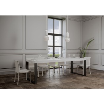 Mesa Tecno Premium - Mesa extensible 90x130/234 cm Estructura Tecno Premium Fresno Blanco Antracita