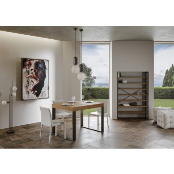 Mesa Tecno Premium - Mesa extensible 90x130/234 cm Estructura Tecno Premium Fresno Blanco Antracita