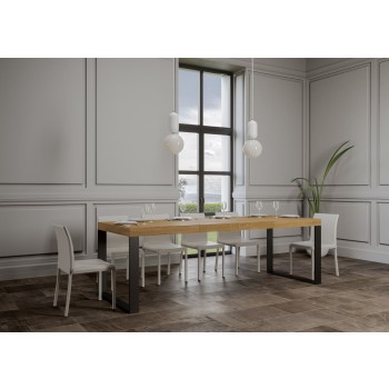 Mesa Tecno Premium - Mesa extensible 90x130/234 cm Estructura Tecno Premium Fresno Blanco Antracita