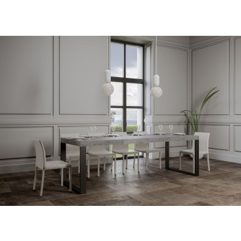 Mesa Tecno Premium - Mesa extensible 90x130/390 cm Estructura Tecno Premium Fresno Blanco Antracita