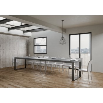 Mesa Tecno Premium - Mesa extensible 90x130/390 cm Estructura Tecno Premium Fresno Blanco Antracita