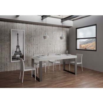 Mesa Tecno Premium - Mesa extensible 90x130/390 cm Estructura Tecno Premium Fresno Blanco Antracita