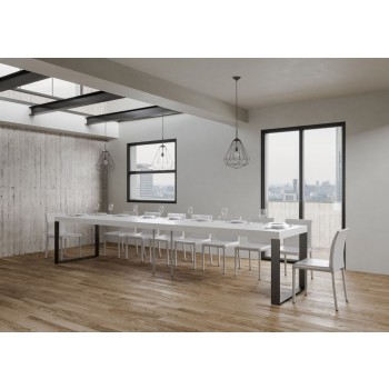 Mesa Tecno Premium - Mesa extensible 90x130/390 cm Estructura Tecno Premium Fresno Blanco Antracita