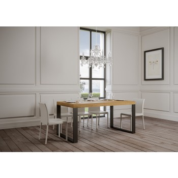 Mesa Tecno Premium - Mesa extensible 90x130/390 cm Estructura Tecno Premium Fresno Blanco Antracita