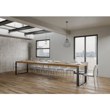 Mesa Tecno Premium - Mesa extensible 90x130/390 cm Estructura Tecno Premium Fresno Blanco Antracita