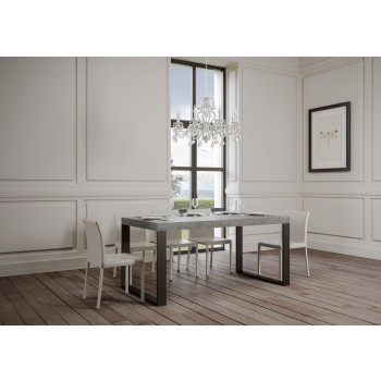 Mesa Tecno Premium - Mesa extensible 90x160/420 cm Estructura Tecno Premium Fresno Blanco Antracita