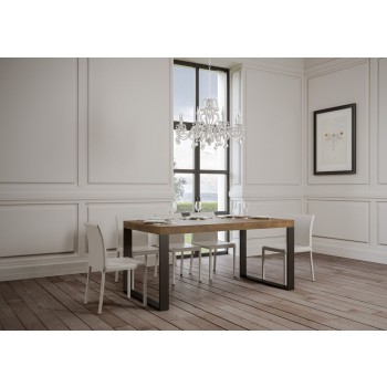 Mesa Tecno Premium - Mesa extensible 90x160/420 cm Estructura Tecno Premium Fresno Blanco Antracita