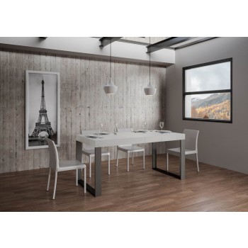 Mesa Tecno Premium - Mesa extensible 90x180/284 cm Estructura Tecno Premium Fresno Blanco Antracita