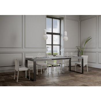 Mesa Tecno - Mesa extensible 90x130/234 cm Estructura Tecno Fresno Blanco Antracita