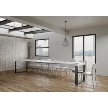 Mesa Tecno - Mesa extensible 90x130/390 cm Estructura Tecno Fresno Blanco Antracita