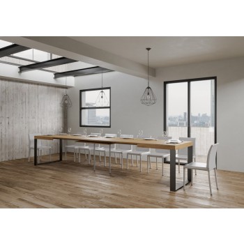 Mesa Tecno - Mesa extensible 90x130/390 cm Estructura Tecno Fresno Blanco Antracita