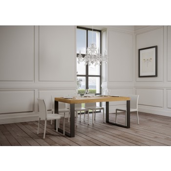 Mesa Tecno - Mesa extensible 90x160/264 cm Estructura Tecno Fresno Blanco Antracita