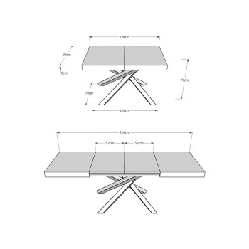 Mesa Volantis Evolution Estructura Antracita - Mesa extensible 90x120/224 cm Volantis Evolution Estructura Antracita Fresno Blanco