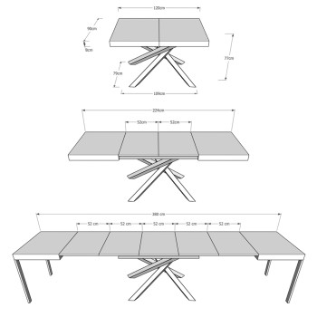 Mesa Volantis Evolution Estructura Antracita - Mesa extensible 90x120/380 cm Volantis Evolution Estructura Antracita Fresno Blanco