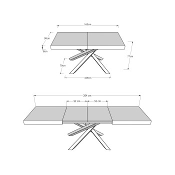 Mesa Volantis Evolution Estructura Antracita - Mesa extensible 90x160/264 cm Volantis Evolution Estructura Antracita Fresno Blanco