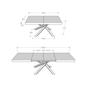 Mesa Volantis Evolution estructura Antracita - Mesa extensible 90x180/284 cm Volantis Evolution Estructura Antracita Fresno Blanco